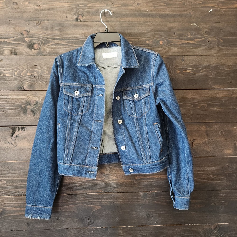 Rag & Bone Women's Denim Jean Jacket Blue Cotton Size Small Dark Wash